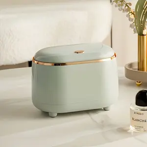 Stylish Hands-Free Desktop Trash Can, Lid, Wastepaper Basket for Living Room, Bedroom, Office, Decorative Storage Bin
