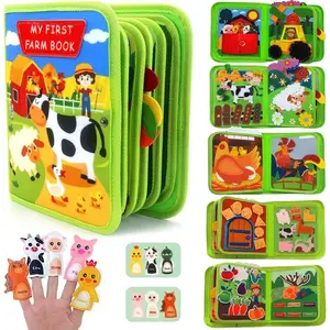 Toddler DIY Busy Book, Felt Learning Board Farm Tear-and-Stick Book, Gift for Boys and Girls, Educational Learning Quiet Activity Book, Life Skills Travel Toy, Toddler Educational Toy, Birthday and Christmas Gift for Toddlers, Preschool Busy Board