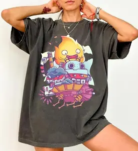 The Fire Demon Calcifer Shirt Sweatshirt Howl and Sophie Shirt Hayao Miyazaki Studio Ghibli Shirt Howls Moving Castle, Unisex Graphic Tee, Expressive Fashion for Music Fans, Menswear Underwear Top Womenswear