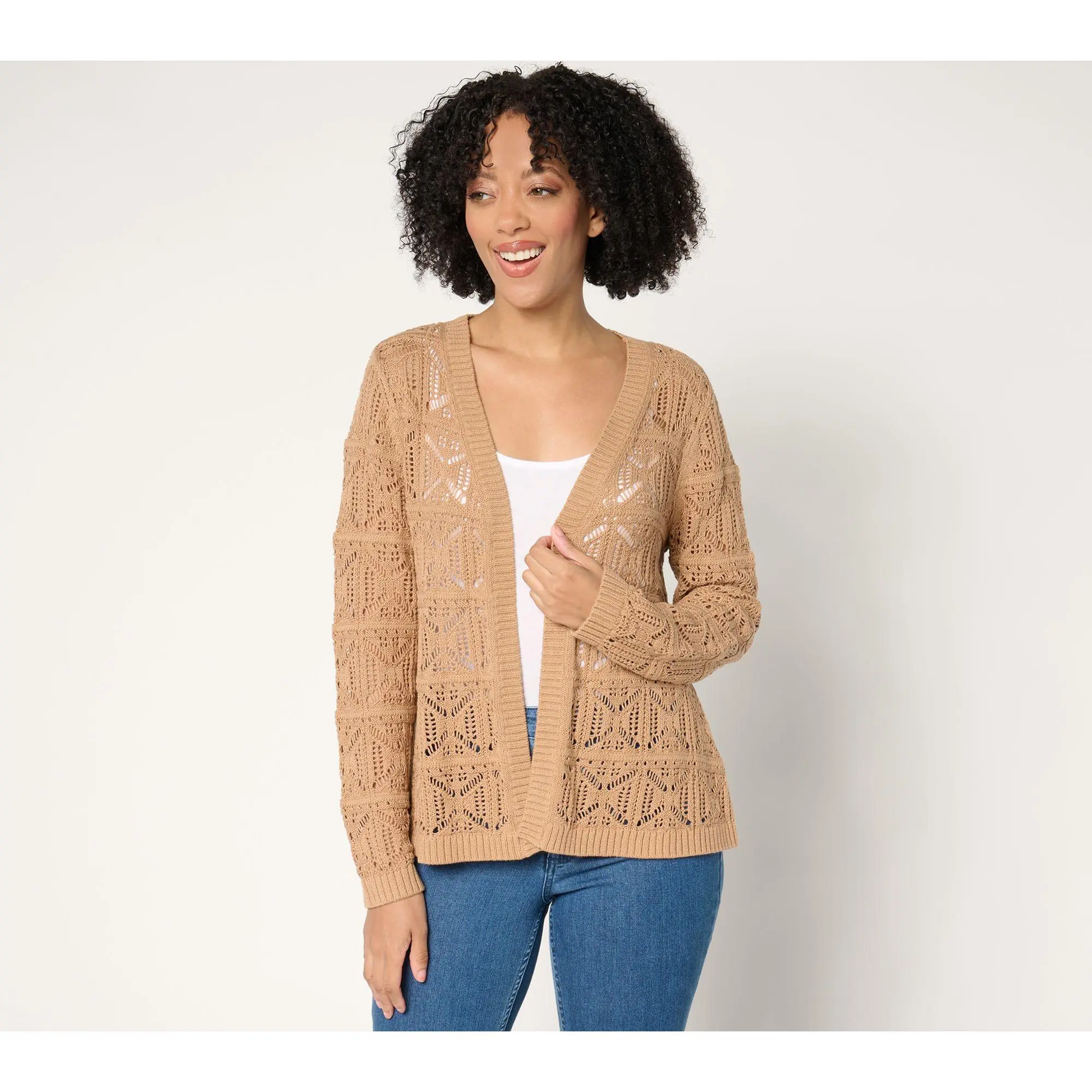 Attitudes by Renee 100% Cotton Crochet Cardigan