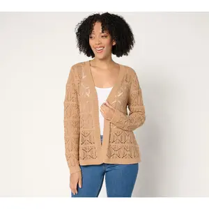 Attitudes by Renee 100% Cotton Crochet Cardigan