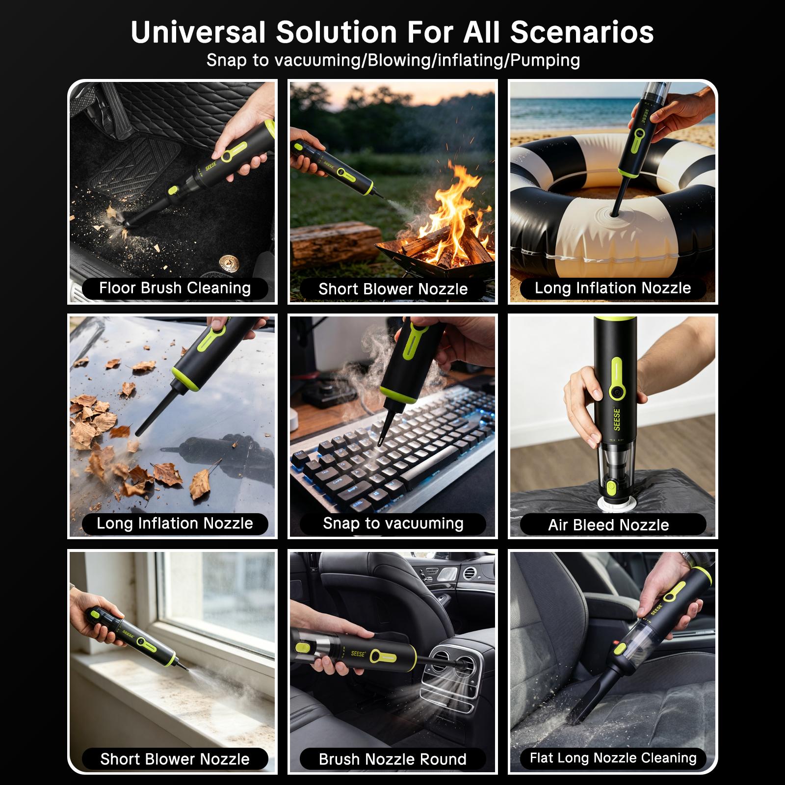 SEESE Car Vacuum Portable Cordless, 20000Pa 2 in 1 Vacuum Cleaner&Air Duster, 100W Brushless Motor Handheld Vacuum Cordless with 6000mAh Battery, Multi-Nozzles for Car, Home, Office, Pet SEESE Car Vacuum Portable Cordless, 20000Pa 2 in 1 Vacuum Cleaner&Air Duster, 100W Brushless Motor Handheld Vacuum Cordless with 6000mAh Battery, Multi-Nozzles for Car, Home, Office, Pet