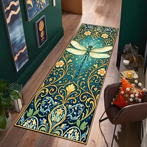 Vintage American Dragonfly Carpet, Artistic Floral Design Runner Rug, Decorative Area Rug, Floral Pattern Rug, Soft Non-Slip Washable Mat, Home Decor for Living Room Bedroom