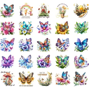 1 Set 50pcs Heat Transfer Vinyl Patch Stickers for T-Shirt Backpacks Butterfly Letters Girls Independence Day Design Iron on Vinyl Stickers Crafts DIY Heat Transfer Stickers
