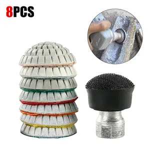 8PCS 2"/50MM Diamond Polishing Pads - Arc Resinous Backing for Marble, Quartz, Cobblestone & Shaped Stones - Angle Grinder Discs for Wet Grinding/Polishing Tool