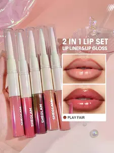 Viral Lip Combo! SHEGLAM Lip Rules Liner & Gloss Pen – Play Fair | 2-in-1 Lip Liner + Gloss, Hydrating, High Pigment & Dewy Finish