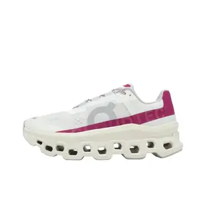 White Fuchsia Contrast Square Hollow Thick Sole Walking Trainers Unisex, Breathable Ventilated Tight Knit Mesh Upper, Ultra Soft Square Hollow Foam Cushion Platform Midsole, Grippy Durable Anti Slip R