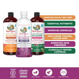 MaryRuth's Hair & Skin Bundle - Liquid Morning Multivitamin + Hair Growth Peach & Dragon Fruit 30oz - Liquid Nighttime Multimineral + Skin Renew 30oz MaryRuth's Hair & Skin Bundle - Liquid Morning Multivitamin + Hair Growth Peach & Dragon Fruit 30oz - Liquid Nighttime Multimineral + Skin Renew 30oz