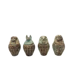 Egyptian Canopic Jar Set of 4 - Multiple Colors - Made in Egypt