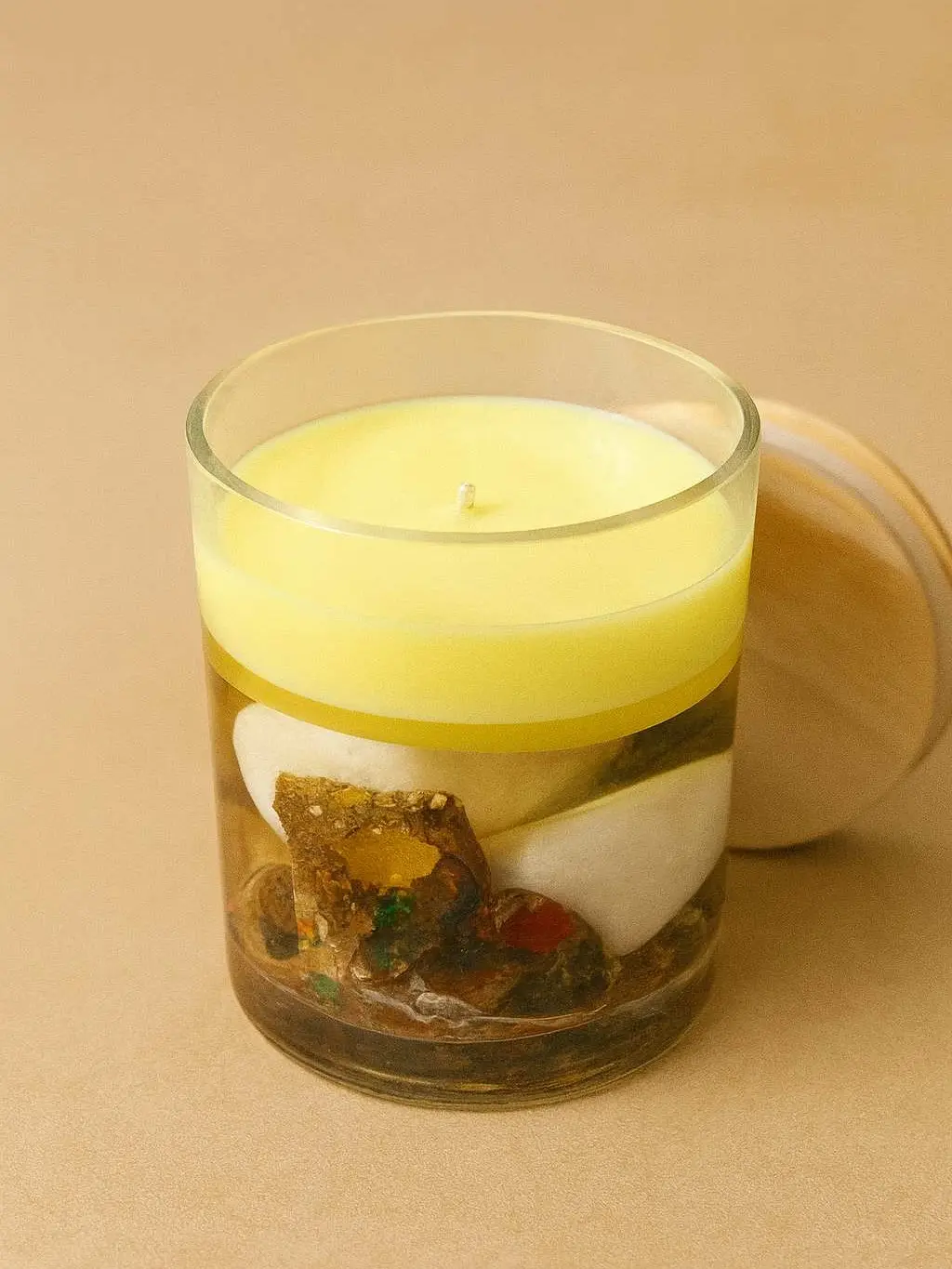 Glow Gems Glow Crystal Opal Candle with Natural Resin and Wooden Lid for Aromatherapy and Home Decor