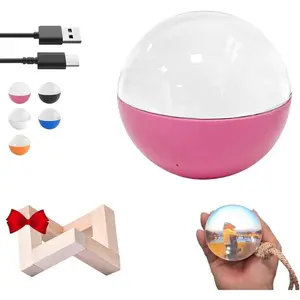 Memory Sphere Lamp Digital Picture Frames, Personalized 3D Video Crystal Ball, 2.7" Video Sphere, DIY Custom Light-Up Spheres, Ultrasound Cristal with Electronic Display, Photo Videos Player (Pink)