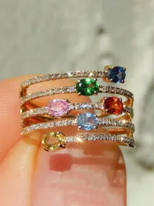 Women's Elegant Copper Ring, Artificial Zircon Jewelry for Wedding Engagement Anniversary Party Gift, All Season Fashion Accessory, Marriage Ring