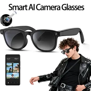 AI Smart with 4k HD Camera Glasses for Videos, Hands-Free Vlog Recording,Open-Ear Audio, Ultra-Light Design for Outdoor&Driving,Pet & Kid Moments, Powered by ChatGPT, Black