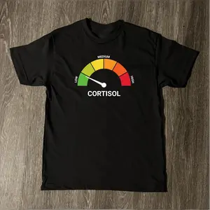 Aesthetic 'CORTISOL' Level T-Shirt | Premium 100% Cotton Heavyweight Tee | Funny Mental Health Awareness Graphic Apparel | Stress Management Humor Top | Soft Breathable Casual Daily Wear