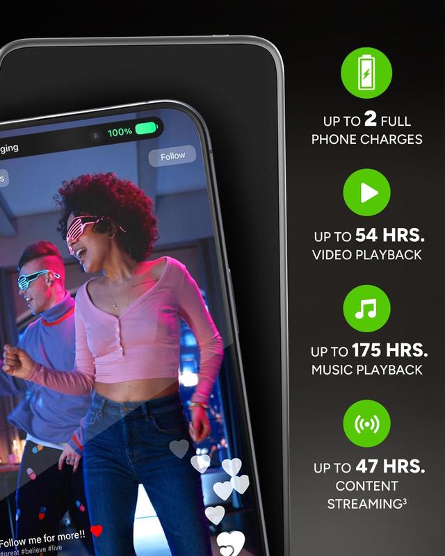 mophie Powerstation Plus Power Bank - Has Integrated USB-C and Lightning Cables, Fast Charging for Smartphones, Tablets, and iPhones