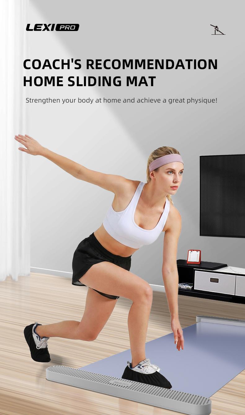 LEXI Home Sliding Mat Full Body Training Silent PU Glide Surface V Shape Ski & Side Slide Workouts Includes Shoe Covers No Gym Needed Core & Leg Training