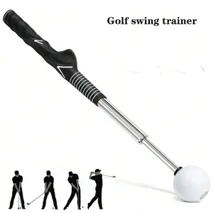 Swing Practice Golf Trainer Telescopic Grip with Non-slip Rubber Handle Stainless Steel Construction for Adult Indoor Outdoor Use
