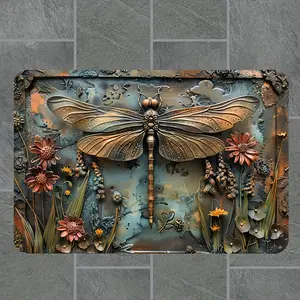 Retro Dragonfly Aluminum Wall Sign — 8×12 in Vintage Metal Art for Home, Bar, Cafe & Garden, Weatherproof Patio Deco
