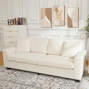 83" Modern 3 Seater Sofa, Deep Seat Sofa with Wide Armrests,Oversized Loveseat with Removable Washable Cover, Plush Cloud Couch for Living Room, Bedroom & Apartment