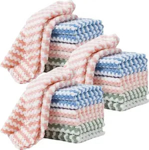 10Pack Kitchen Towels Dish Towels Micro fiber Cleaning Cloths – Ultra-Soft, Absorbent & Reusable 10" x 10" Lint Free Cloths Microfiber Cleaning Rags Reusable Washcloths for Furniture, Car, Tea, Bowl.
