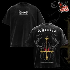 Chrollo Lucilfer Gothic Cross Tee - Washed Vintage Hunter x Hunter Tee, Heavyweight Cotton, Anime Streetwear,  Retro Aesthetic, HXH Merch, Manga Graphic T-Shirt, Gift for Anime Fans
