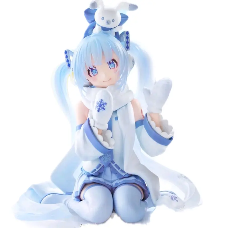 SNOW M1KU /SKYT0WN Miku Fan Figure with Blue Outfit and White Scarf for Home Decoration