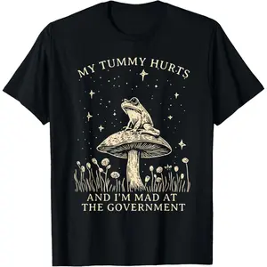 Casual Cotton shortsleeve tees My Tummy Hurts And I’m Mad At The Government Frog Meme T-Shirt