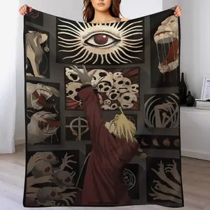 Ultra-Soft Anime Cartoon Fullmetal Alchemist Flannel Blanket for Adults - Cozy Shrink-Resistant Throw, Machine Washable & Skin-Friendly, Perfect for Bed/Couch/All-Season Gifts