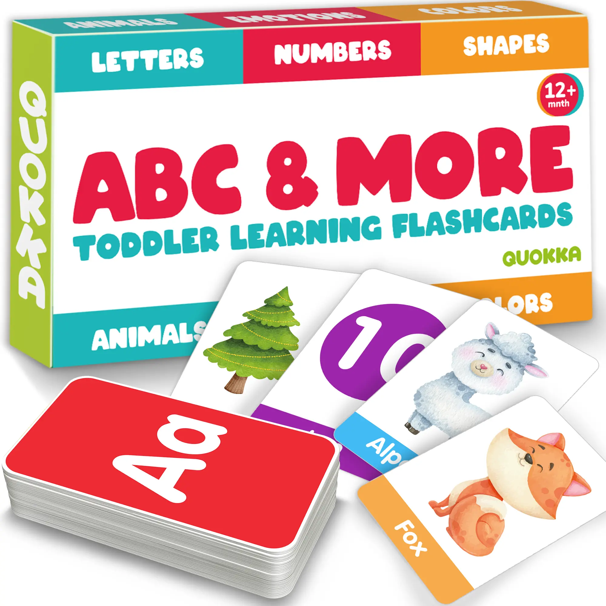QUOKKA 60 Educational ABC Flashcards - Study Cards, Numbers, Animals, Interactive Speech, Colorful Concept-Building, Vocabulary Expansion, Toddler Kids Learning Materials Gifts