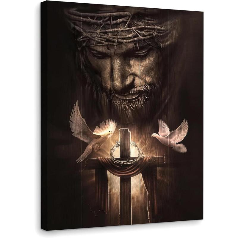 1 Count Framed Jesus Christ Canvas Wall Art The Hand of God Jesus Reaching Into Water Christian Painting Prints Biblical Wall Decor Religious Room Decor for Church Prayer Room Schools Hospitals 16x24inch