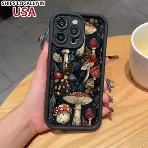 Mushroom Pattern Phone Case, Anti-drop Cellphone Protective Case, Total Protective Shockproof Mobile Phone Cover for iPhone