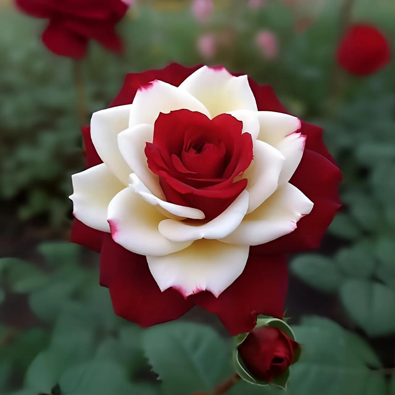 200 Rare Twin Red White Rose Flower Seeds for Planting - Captivating Garden Blooms Non GMO Heirloom Garden - Planting Instructions for Easy Grow - Great Gardening Gifts