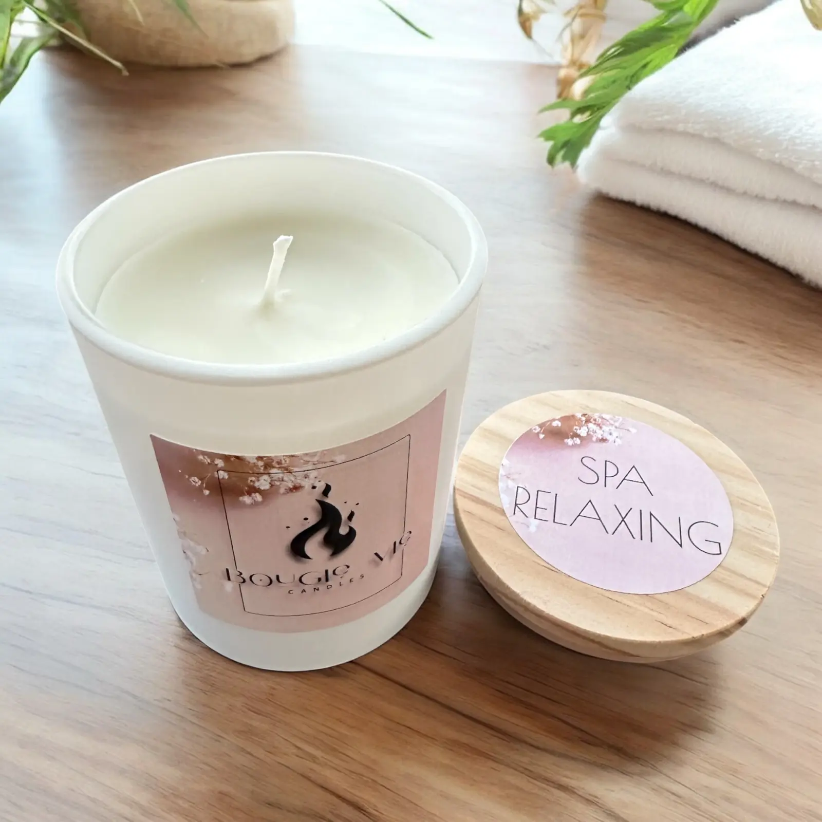 Spa Relaxing Candle, 8oz Glass Jar - Handmade, Long Burning, Stress Relief, Essential Oils - Ornaments, Decor