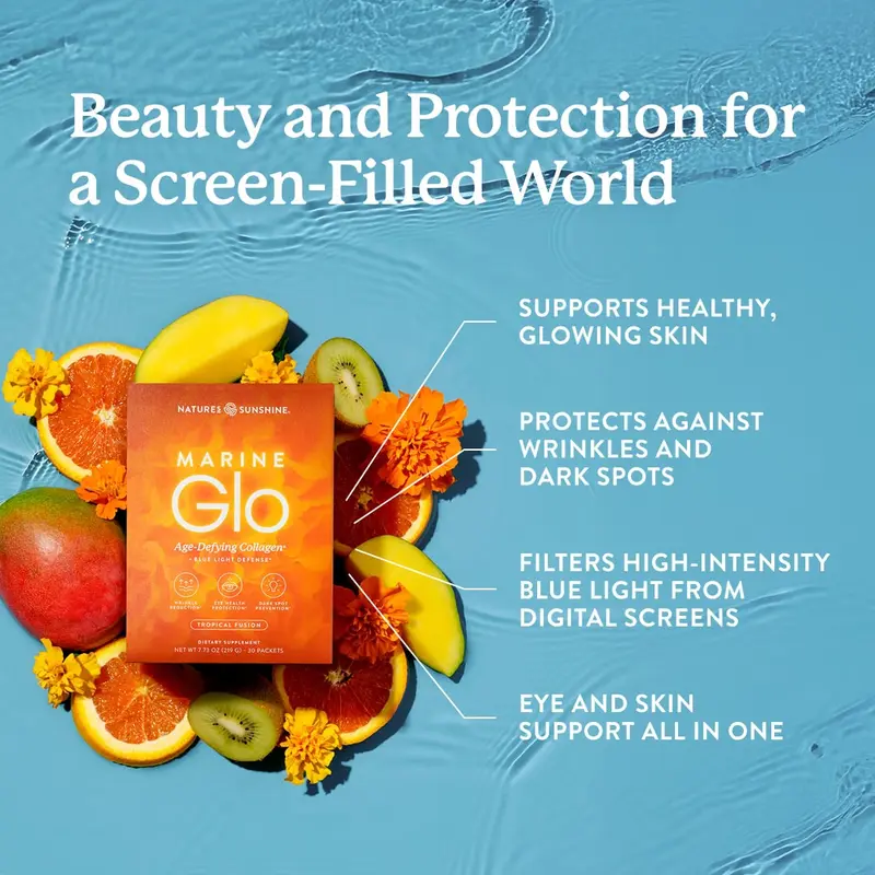 Marine Glo Collagen-Reduce Wrinkles, Defend Eyes & Skin Against Blue Light Damage - 30 Stick Packs