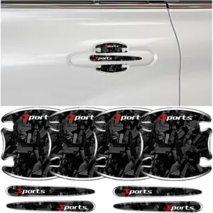 8-Piece 3D Sporty Car Door Handle Protector Stickers, Anti-Scratch Carbon Fiber Texture Decals, Universal Fit for Toyota RAV4 Ford Bronco Honda, Easy 3-Minute Installation