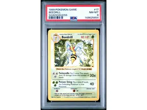 1999 Pokemon Base Set Shadowless Beedrill #17 PSA 8