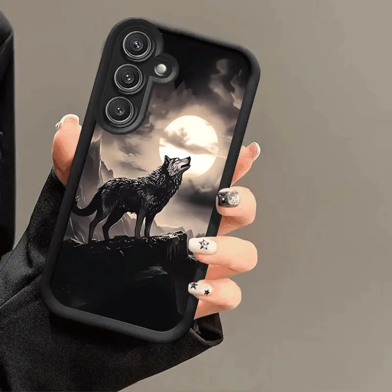 The Wolf Pattern Is Suitable for The New Rounded Corner Phone Cases for Samsung for galaxy A03S/M02S/A04E/A05S/A10S/M12/F12/A13/A04S/A14/A15/A30/A20S/A21S/A22, As Well As Models F42/A23/A24/A25/A31/A32/A33/A34/A35/A50S/A30S/A51/A52S/A53/A54/A55/A73. These