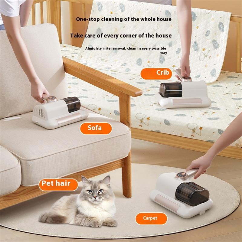Mattress vacuum cleaner, bed hoover, double dust container with washable filter, powerful handheld hoover for dust and pet hair removal
