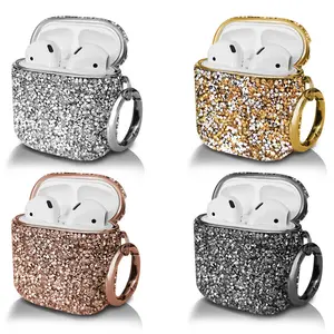 Shiny Rhinestone Bling Earbud Case Glitter Diamond Protective Cover With Keychain Compatible With Wireless Earbuds Pro