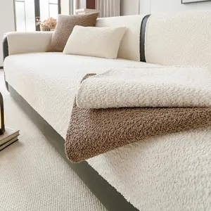 Pure Color Pearl Velvet Sofa Cover, Washable Sofa Slipcover, Pet-Friendly Anti-Slip Protector, Home Decor Furniture Protector for Living Room Bedroom