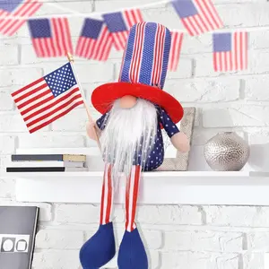 4th of July Patriotic Gnomes Plush Decorations - Cute Long Leg Fourth of July Gnome Hold American Flag, Gift Decor for Independence Day Labor Day Veteran's Day