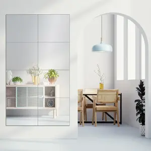 Mirror Tiles Home, 14'' x 12'' Frameless Wall Mounted Mirror(8Pcs), Glass Wall Mirror for Home Gym, Door, Bedroom, Living Room Decor Decorative Stickers Ornaments