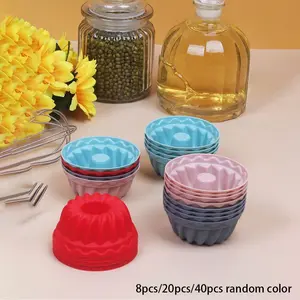 8pcs/20pcs/40pcs Silicone Pumpkin Shape Muffin Cupcake Mold, Random Color, Mini Baking Tool, Non-Stick, Home Steam Baking, Cake Pudding Jelly Mould