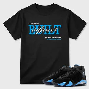 Unisex T-shirt To Match Sneakers Jordan 14 Black & University Blue - Vintage Built Different. 100% Cotton for Casual Wear. Comfortable Summer Unisex T-Shirt to match Jordan Sneaker. Streetwear Style. urban outfitters