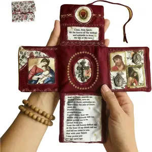 Handmade Catholic prayer pocket statue, handcrafted pocket prayer device, faith edition, Catholic travel prayer kit with cross, prayer cloth with cross included, Decoration