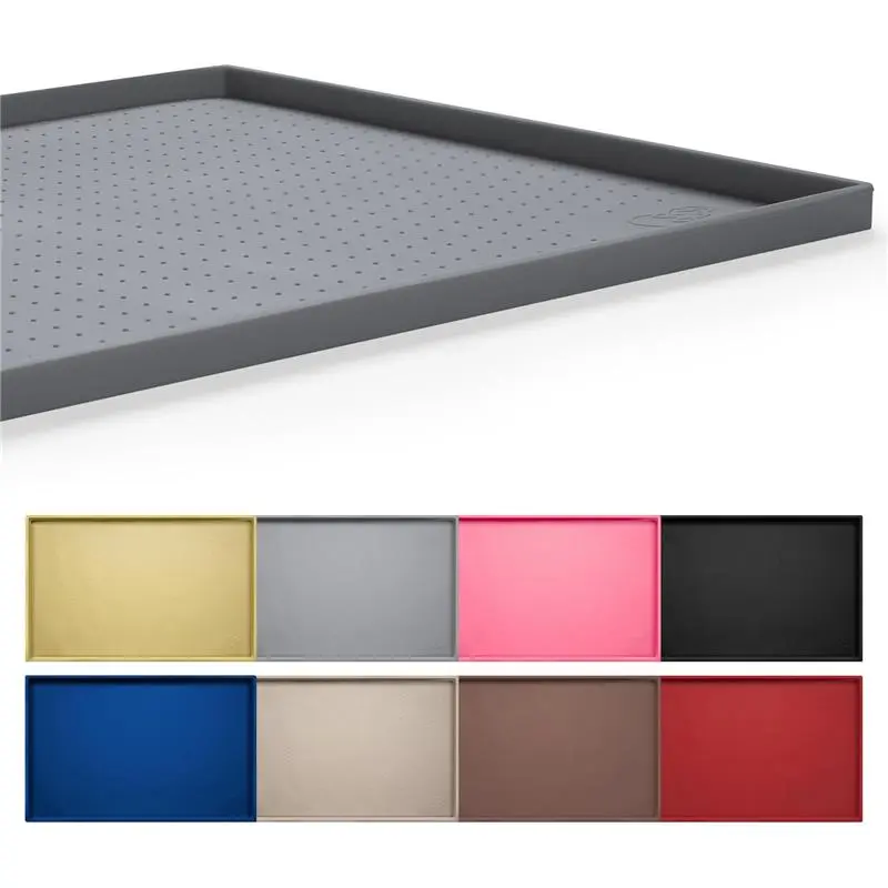 Waterproof Silicone Dog Feeding Mat 19"x12" – Non-Slip Pet Food & Water Bowl Placemat with Raised Edge, Easy Clean