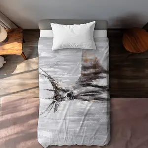360 stand Twin Extra Long Duvet Cover - Brown, Abstract Deer Print, Forest Nature Scene, Breathable Fabric, Rustic Look, Holiday Decor Bedding, Extra-Long Duvet Covers, Twin Duvet Covers