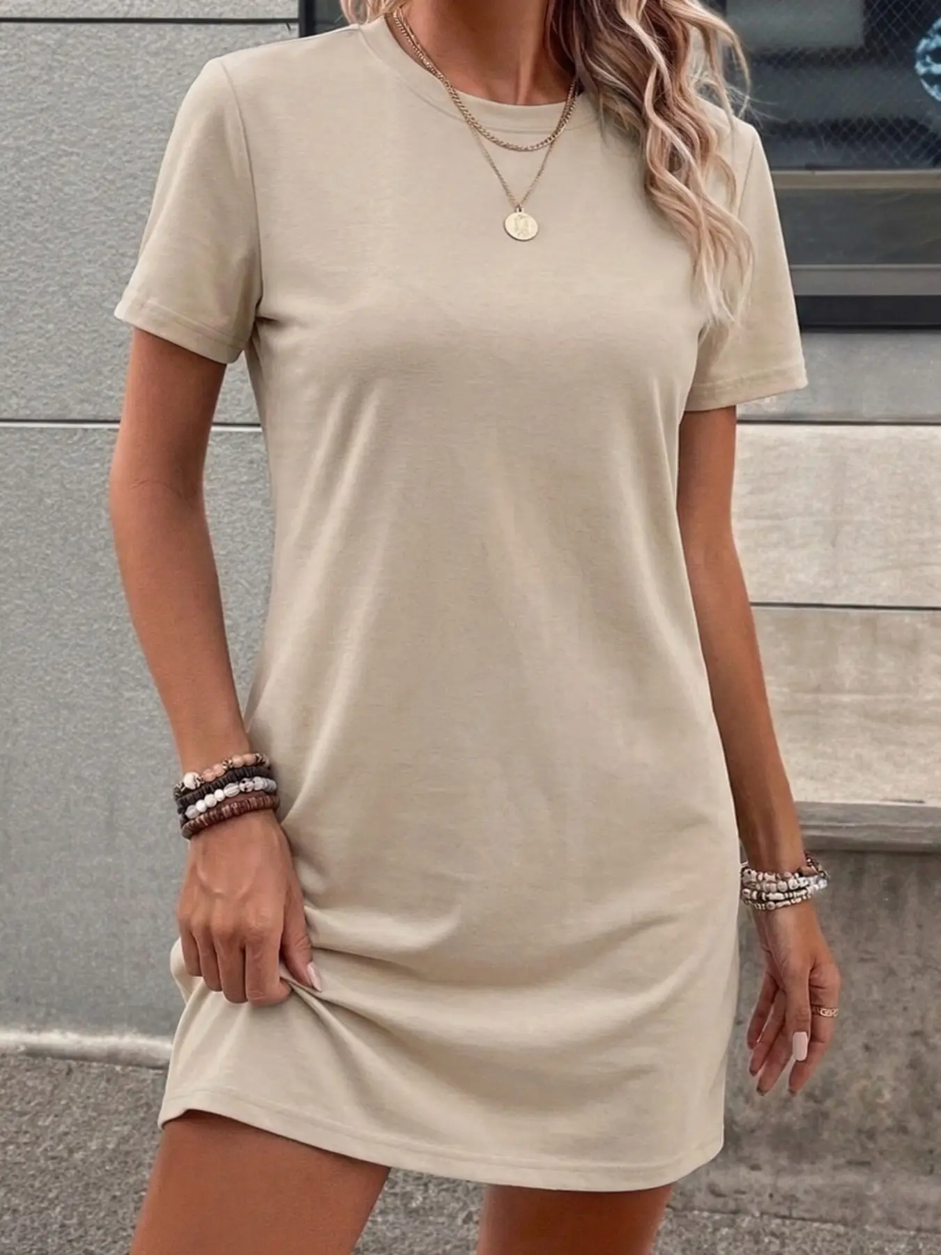 New Arrival Women's Knitted Dress, Casual Wear Geometric Pattern, Short Sleeve Round Neck, Long T-Shirt, Trendy Fashion Fit for All Seasons, Summer