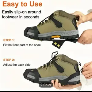 2pcs Shoe Cover Anti-Slip Crampons, Adult 10-Claw Steel Spike Crampons, Ice And Snow Grippers, Traction Anti-Slip Spikes, Mountaineering Traction Clamping Spikes, Clamping Spikes for Walking, Rock Climbing, Fishing, And Ice Sports