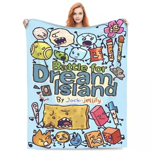 BFDI Battle For Dream Island Blanket Ultra Soft Flannel Fleece Cozy Warm Bedroom Couch Sofa Home Throw Quilt Decor Decorative Throw Perfect Birthday Gift Christmas Gift for Cartoon Fans Kids Teens Adults Men Women Funny Show Style